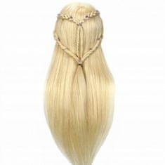 Enzo Iza edzőfej 60 cm szőke, termikus haj + nyél, fodrász fésülködő fej, gyakorló fej másolat