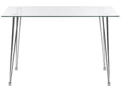 Beliani Ezüst Étkezőasztal Üveglappal 120 x 70 cm WINSTON