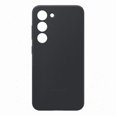 SAMSUNG Galaxy S23 SM-S911, Műanyag hátlap védőtok, bőr hátlap, fekete, gyári (RS135961)