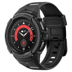 Spigen Samsung Galaxy Watch 5 Pro SM-R925F, Szilikon védőkeret, ütésálló, szíjjal, Rugged Armor Pro, fekete (RS132778)