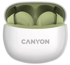 Canyon TWS-5 BT fejhallgató mikrofonnal, BT V5.3 JL 6983D4, 500mAh+40mAh tok 38 óráig, olajzöld színű