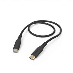 Hama USB-C 2.0 C-C típus 1,5 m Rugalmas, szilikon, fekete