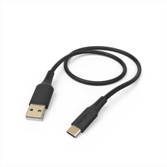 Hama USB-C 2.0 Type A-C 1,5 m Rugalmas, szilikon, fekete