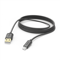 Hama MFi USB-kábel Apple, USB-A Lightning 3 m, fekete