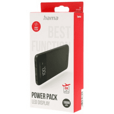 Hama LED10 power bank, 10000 mAh, 2.1 A, 2 kimenet: 2x USB-A