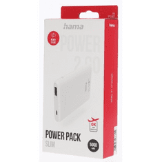 Hama SLIM 5HD, powerbank, 5000 mAh, 1 A, kimenet: USB-A, fehér