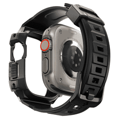 Spigen Apple Watch Ultra (49 mm), Szilikon védőkeret, ütésálló, szíjjal, Rugged Armor Pro, fekete (RS135676)