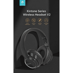 Wireless Bluetooth sztereó fejhallgató beépített mikrofonnal - Kintone Series Wireless Headphones V2 - fekete (ST379512)