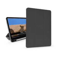 Devia Apple iPad 10.2 (2019/2020/2021) tablet tok (Smart Case) on/off funkcióval, Apple Pencil tartóval, mágneses töltővel - Leather Case With Pencil Slot -fekete (ST334061)