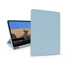 Devia Apple iPad 10.2 (2019/2020/2021) tablet tok (Smart Case) on/off funkcióval, Apple Pencil tartóval, mágneses töltővel - Devia Leather Case With Pencil Slot -kék