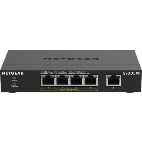 Netgear 5 portos POE+ Unmanaged Switch (GS305PP-100PES) (GS305PP-100PES)