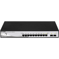 D-LINK DGS-1210-10P Vezérelt L2 Gigabit Ethernet (10/100/1000) Ethernet-áramellátás (PoE) támogatása 1U Fekete (DGS-1210-10P/E)