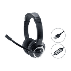Conceptronic POLONA Headset Vezetékes Fejpánt Hívás/zene USB A típus Fekete (POLONA01B)