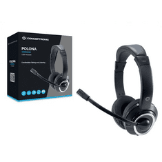 Conceptronic POLONA Headset Vezetékes Fejpánt Hívás/zene USB A típus Fekete (POLONA01B)