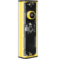 Tactical Külső akkumulátor, 19200 mAh, 22.5W, Okostelefonhoz és TabletPC-hez, USB aljzat, USB Type-C aljzat, LED kijelzővel, gyorstöltés, C4 Explosive, sárga (131388)