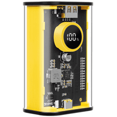 Tactical Külső akkumulátor, 9600 mAh, 22.5W, Okostelefonhoz és TabletPC-hez, USB aljzat, USB Type-C aljzat, LED kijelzővel, gyorstöltés, C4 Explosive, sárga (131387)