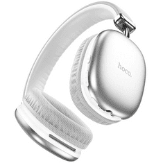 Bluetooth sztereó fejhallgató, v5.3, mikrofon, 3.5mm, funkció gomb, hangerő szabályzó, TF kártyaolvasó, összecsukható, teleszkópos fejpánt, Hoco W35, ezüst