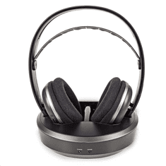 Nedis Rádiófrekvenciás vezeték nélküli fejhallgató fekete-ezüst (HPRF210BK) (HPRF210BK)