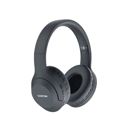 Canyon BTHS-3, Bluetooth headset,with microphone, BT V5.1 JL6956, battery 300mAh, Type-C charging plug, PU material, size:168*190*78mm, charging cable 30cm and audio cable 100cm, Dark grey (CNS-CBTHS3DG)