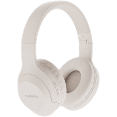 Canyon BTHS-3, Bluetooth headset,with microphone, BT V5.1 JL6956, battery 300mAh, Type-C charging plug, PU material, size:168*190*78mm, charging cable 30cm and audio cable 100cm, Beige (CNS-CBTHS3BE)