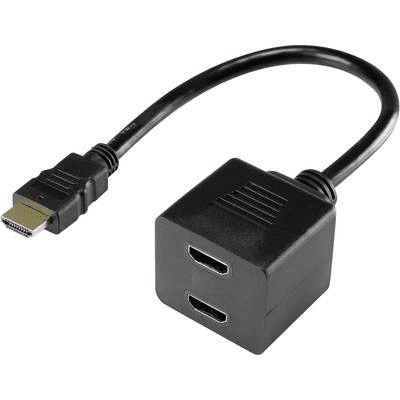 Renkforce HDMI elosztó kábel, 1x HDMI dugó - 2x HDMI aljzat, 0,2 m, aranyozott, fekete, (RF-4212177)
