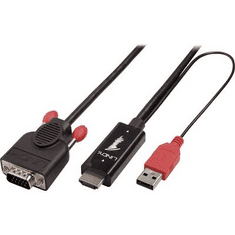 Lindy HDMI / VGA Csatlakozókábel [1x HDMI dugó - 1x VGA dugó] 2.00 m Fekete (41456)