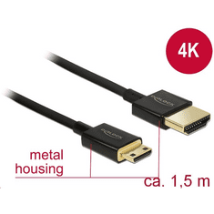DELOCK 84777 High Speed HDMI-kábel Ethernettel - HDMI-A > HDMI Mini-C, 3D, 4K, 1,5 m, vékony, prémium (84777)
