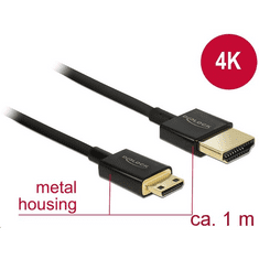 DELOCK 84776 High Speed HDMI-kábel Ethernettel - HDMI-A -> HDMI Mini-C, 3D, 1m, fekete (84776)