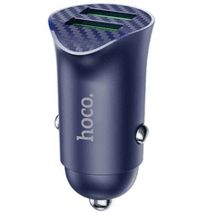 Hoco Autós töltő, Szivargyújtós töltő, 18W, 2 x USB aljzat, gyorstöltés, QC 3.0, Z39 Farsighted, kék (RS109133)