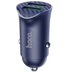 Hoco Autós töltő, Szivargyújtós töltő, 18W, 2 x USB aljzat, microUSB kábellel, gyorstöltés, QC 3.0, Z39 Farsighted, kék (RS109130)