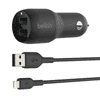 BOOST CHARGE 2xUSB-A autós töltő 24W + USB-A - Lightning kábel fekete (CCD001bt1MBK) (CCD001bt1MBK)
