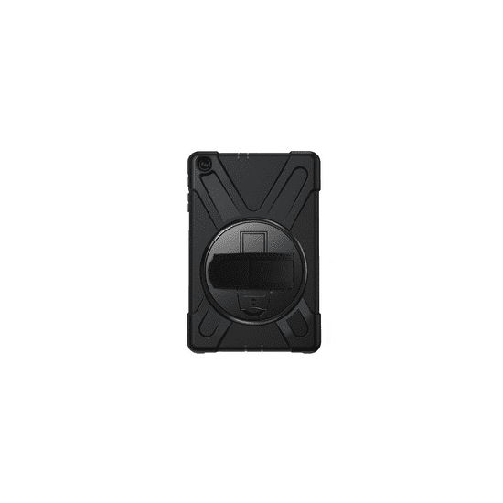 gigapack Defender műanyag telefonvédő (közepesen ütésálló, kitámasztó, 360°-ban forgatható + kézpánt) FEKETE [Samsung Galaxy Tab A 10.1 LTE (2019) SM-T515] (5996457886203)