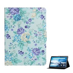 gigapack Tok álló, bőr hatású (FLIP, oldalra nyíló, asztali tartó funkció, kék virág minta) VILÁGOSKÉK [Lenovo Tab M10 HD (TB-X505F)] (5996457977369)