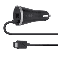 Belkin 15 W / 3A autós töltő + integrált USB-C 2.0 kábel 1.2m fekete (F7U006bt04-BLK) (F7U006bt04-BLK)