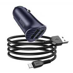 Hoco Z39 autós töltő 2 USB aljzat (18W, QC3.0, gyorstöltés támogatás + lightning 8pin kábel) KÉK (Z39_LIGHTNING_B) (Z39_LIGHTNING_B)