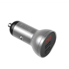 BASEUS autós töltő 2 USB aljzat (5V / 4800mA, 24W, gyorstöltés támogatás, LED kijelző) EZÜST (VCBXA_S) (VCBXA_S)