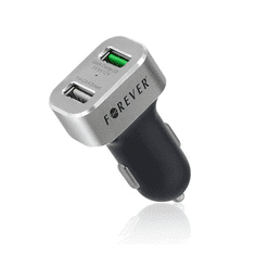 Forever autós töltő 2 USB aljzat (5V / 4800mA, PD gyorstöltés támogatás) FEKETE (5996457721177)