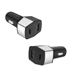 Nillkin CELERITY autós töltő USB aljzat / Type-C aljzat (5V / 3000mA, PD gyorstöltés támogatás) EZÜST (5996457708253)