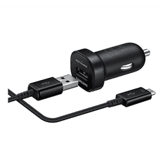 SAMSUNG autós töltő USB aljzat (5V/2000mA, gyorstöltés támogatás + EP-DN925UBE microUSB kábel) FEKETE (EP-LN930BBE) (EP-LN930BBE)