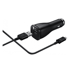 SAMSUNG autós töltő USB aljzat (5V/2000mA, gyorstöltés támogatás + ECB-DU4EBE microUSB kábel) FEKETE (EP-LN915UBEG) (EP-LN915UBEG)