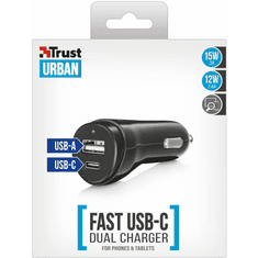 Trust USB-C és USB autós töltő (21588) (t21588)