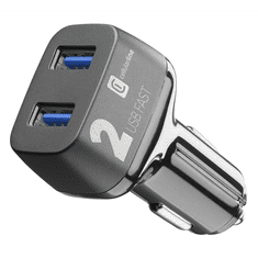 CellularLine autós töltő 2 USB aljzat (9V / 2000 mA, 36W, adaptív gyorstöltés támogatás) FEKETE (CBRUSB2QC36WK) (CBRUSB2QC36WK)