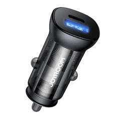Joyroom autós töltő USB aljzat / Type-C aljzat (5V / 3000mA, 38W, PD gyorstöltés támogatás, LED) FEKETE (C-A42) (C-A42)