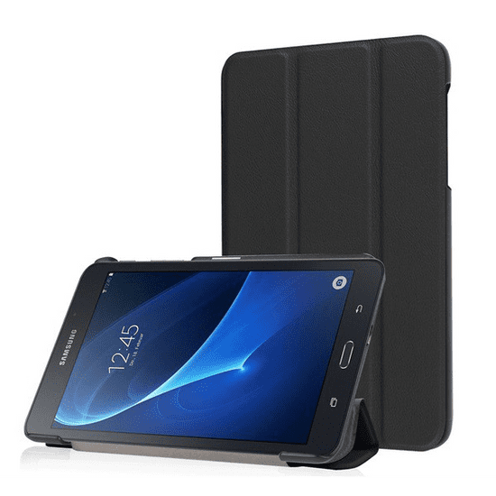 gigapack Tok álló, bőr hatású (FLIP, oldalra nyíló, TRIFOLD asztali tartó funkció) FEKETE [Samsung Galaxy Tab A 7.0 LTE (SM-T285)] (5996457635139)