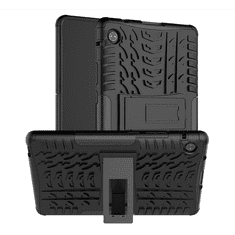 gigapack Defender műanyag telefonvédő (közepesen ütésálló, szilikon belső, kitámasztó, autógumi minta) FEKETE [Huawei MatePad T8 WIFI] (5996591003696)