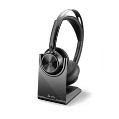 Poly Voyager Focus 2 UC Headset Vezetékes és vezeték nélküli Fejpánt Iroda/telefonos ügyfélközpont USB C-típus Bluetooth Dokkoló Fekete (214433-02)