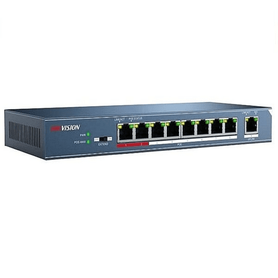Hikvision 10/100 8x PoE + 1x uplink portos switch (DS-3E0109P-E(B)) (DS-3E0109P-E(B))