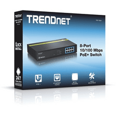 TRENDNET TPE-T80 8-Port 10/100Mbps 30W PoE rack switch (TPE-T80)