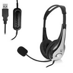 Ewent EW3565 fejhallgató és headset Vezetékes Fejpánt Hívás/zene USB A típus Fekete, Fehér (EW3565)