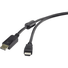 Renkforce Kijelző csatlakozó / HDMI Csatlakozókábel [1x DisplayPort dugó - 1x HDMI dugó] 5.00 m Fekete (RF-4382730)